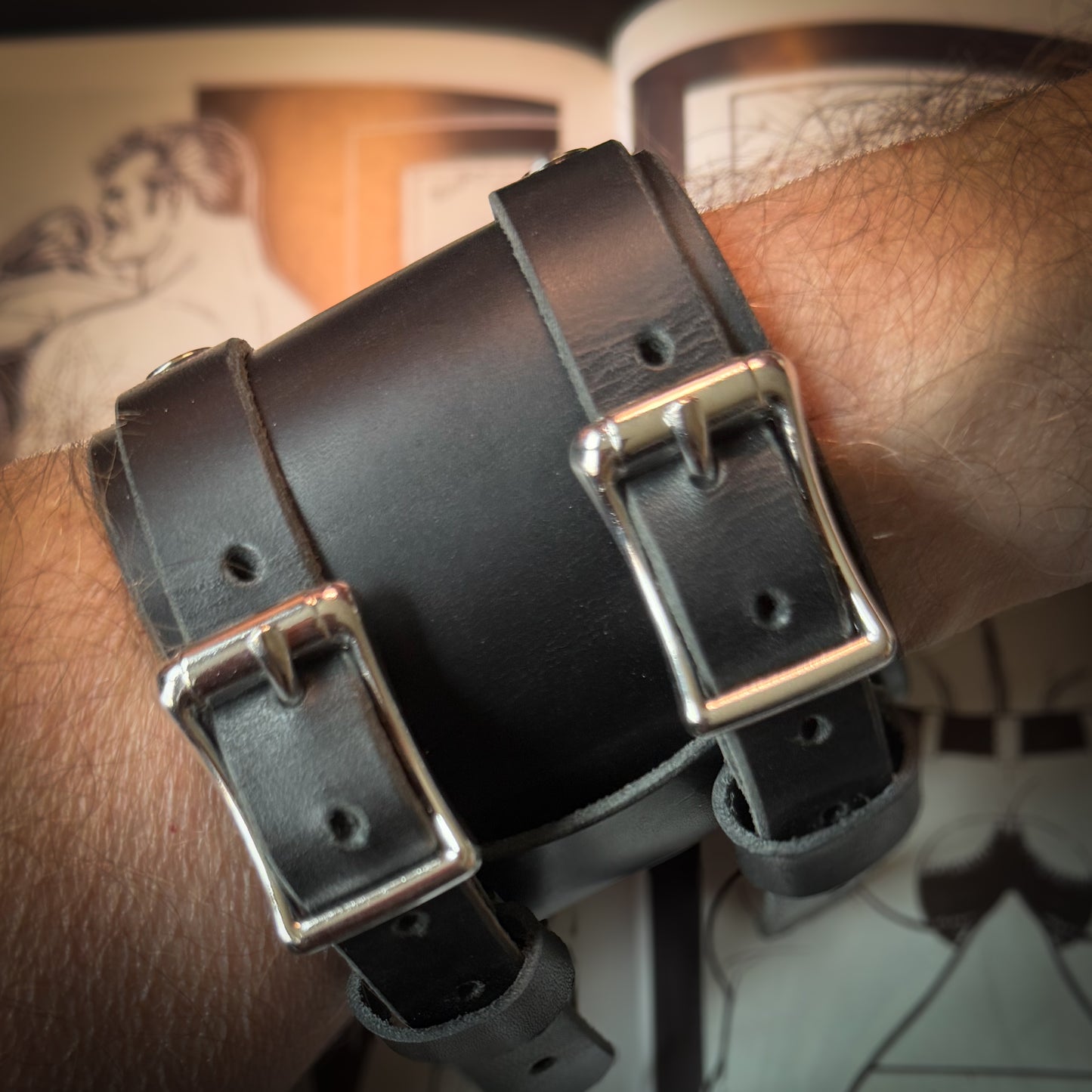 Double Buckle Leather Cuff